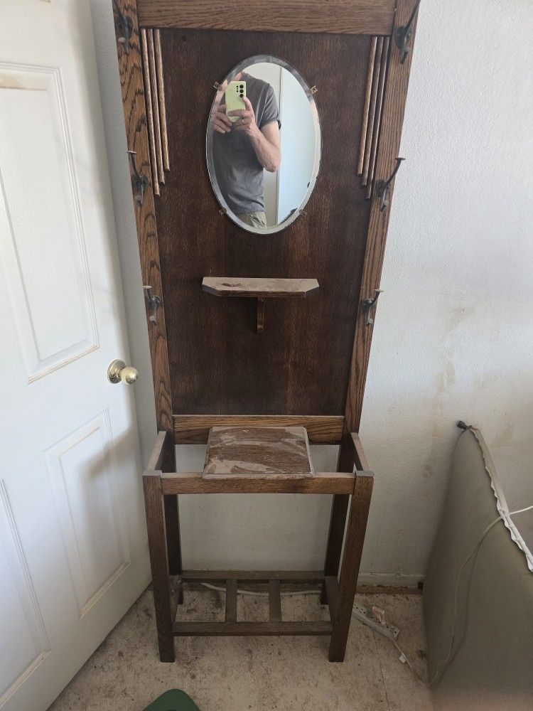 Antique Coat Rack/ Mirror