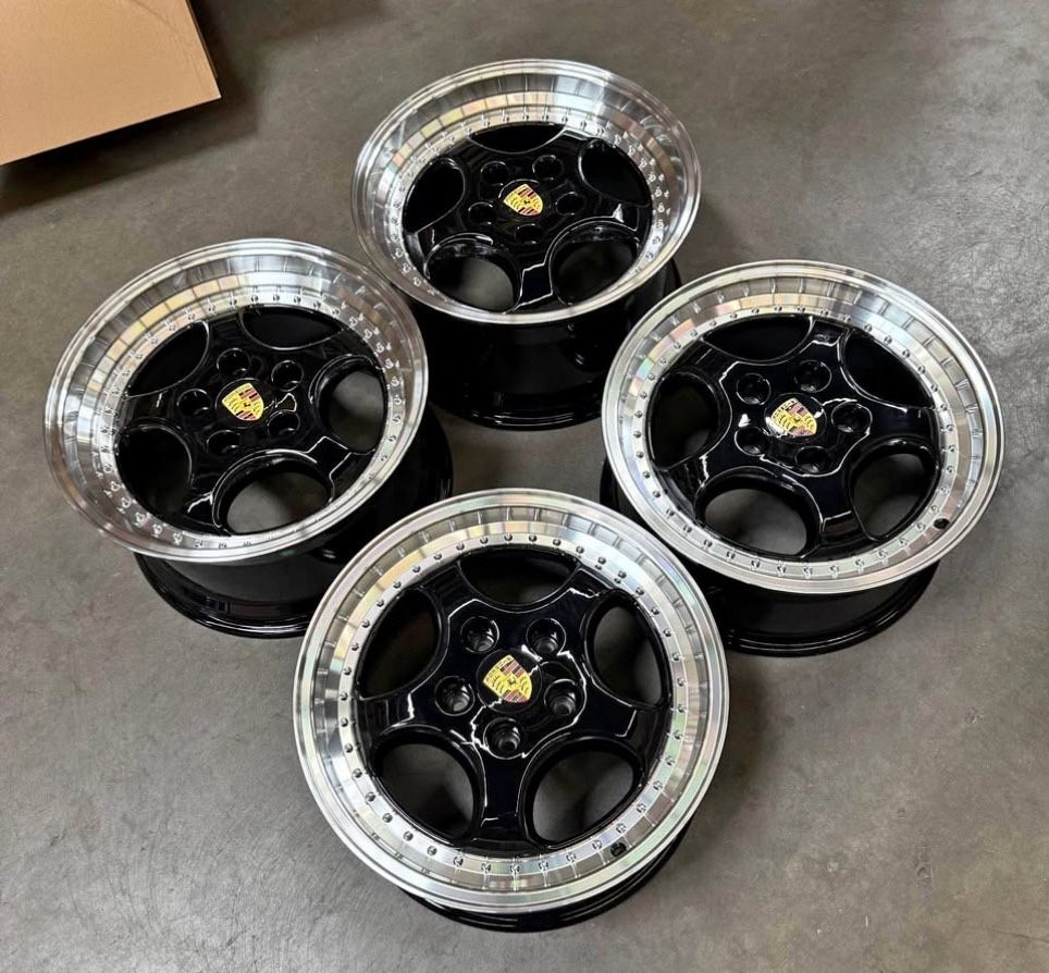 New 18 Inch Porsche 911 Carrera 2075 Style Gloss Black ML Wheels 18x8 ...