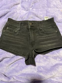 Black low waisted denim shorts