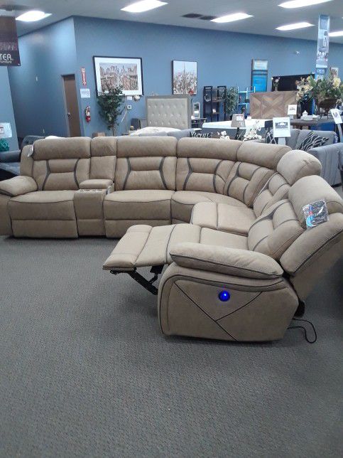 New Recliner Sofa And Loveseat With Three Power Recliners In Faux Suede