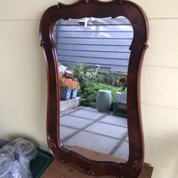 Antique Wood Frame Mirror 37” x 21”