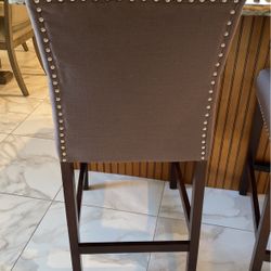 Brown Cloth Counter Kitchen Stools (Set Of 2)