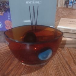 Evolution By Waterford, Amber And Turquoise 8" Oval Bowl And Box