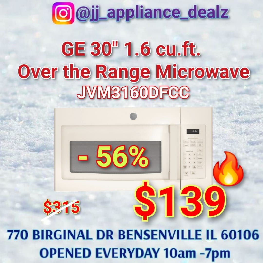 🔥New GE 30" 1.6 cu.ft. Over the Range Microwave in Bisque JVM3160DFCC