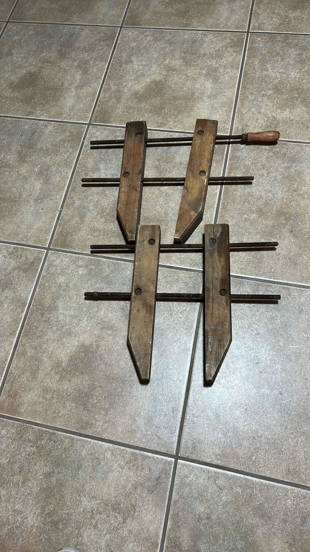 2 Old Wood Clamps