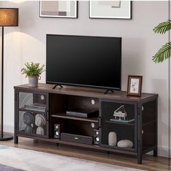 FATORRI Industrial Entertainment Center for TVs up to 65 Inch, Rustic Wood TV Stand, Large TV Console and TV Cabinet for Living Room (60 Inch Wide, Wa
