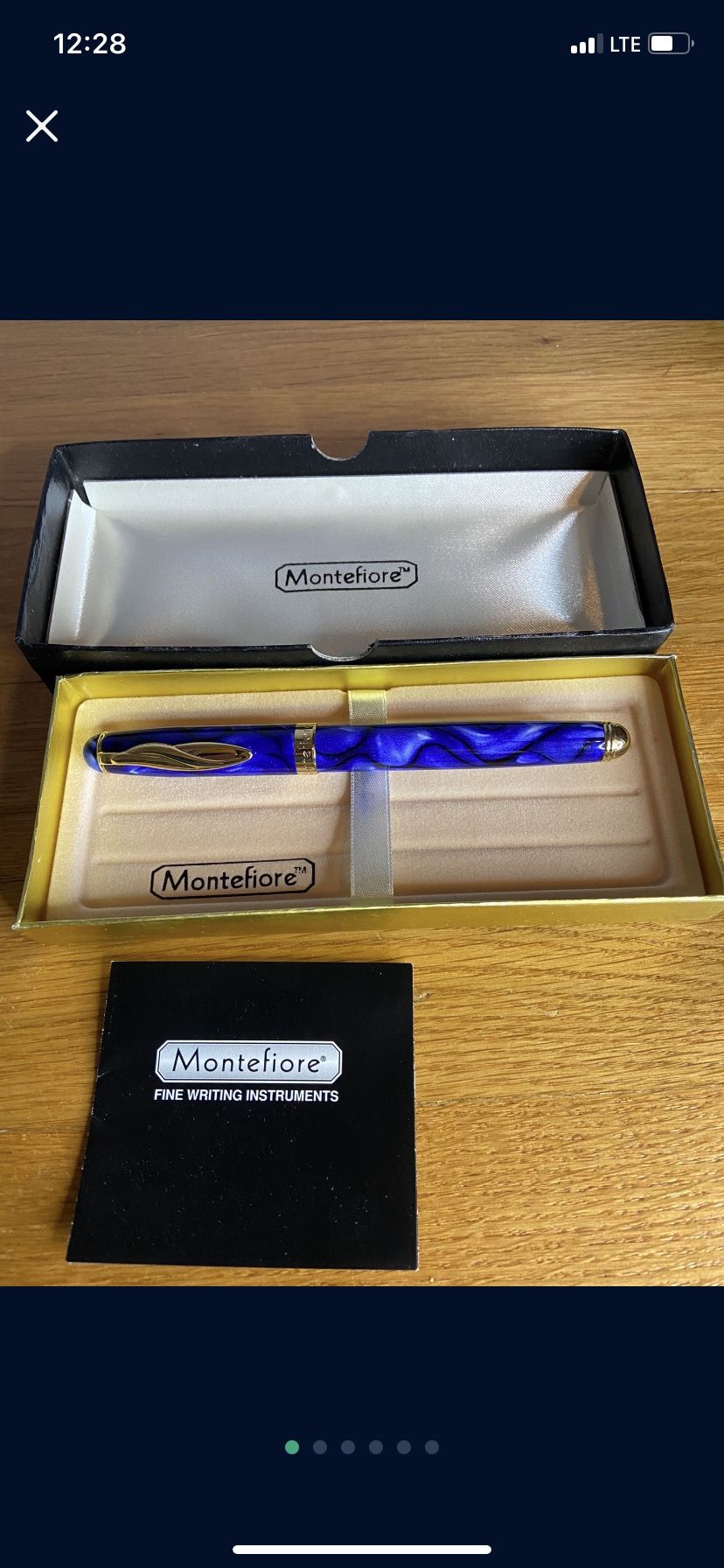 Montefiore Fountain Pen Gold Iridium Point Germany Blue Marbled Pattern