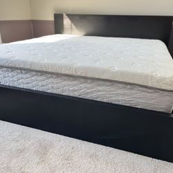 King Bed Frame + Memory Foam Mattress – Like New, Great Deal!