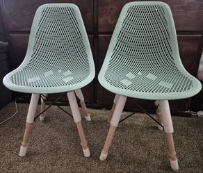 Set of 2 Mint Green Mesh Side Chairs