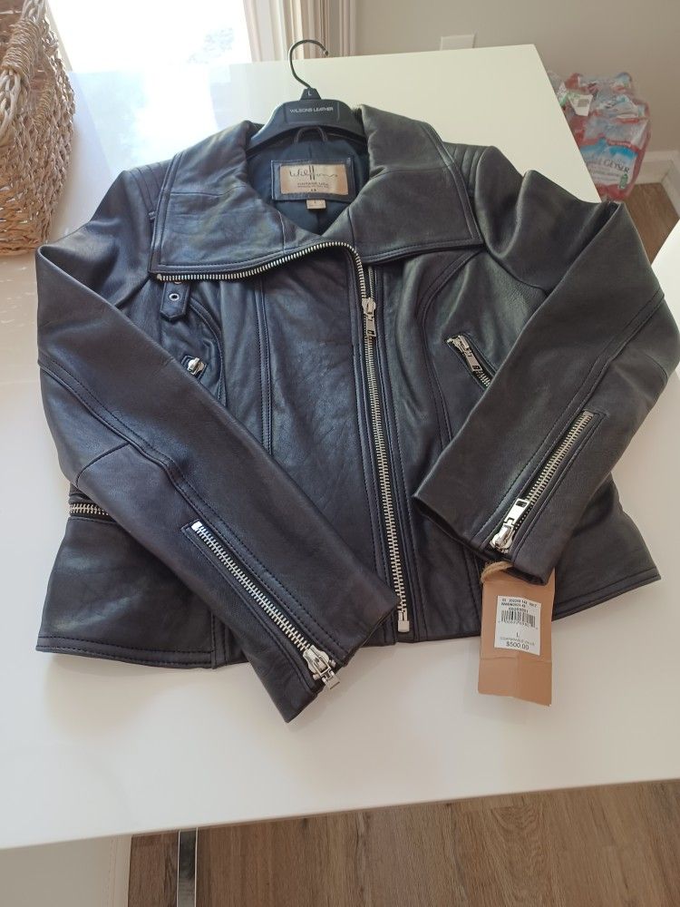 Women Blue Leather Jacket
