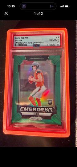 Bo Nix 2024 Prizm Emergent Green Prizm RC PSA 10