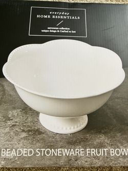 Beaded Pretty Stoneware Serving Bowl