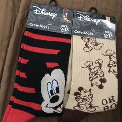 2 New Mickey Mouse Socks 