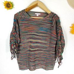 John Paul Richard Multicolor Rainbow Boho Hippie Knit Sweater Size Medium