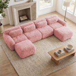 Durham 149" Modular Corduroy Plush U-Shaped Sectional Sofa with High-Density Sponge