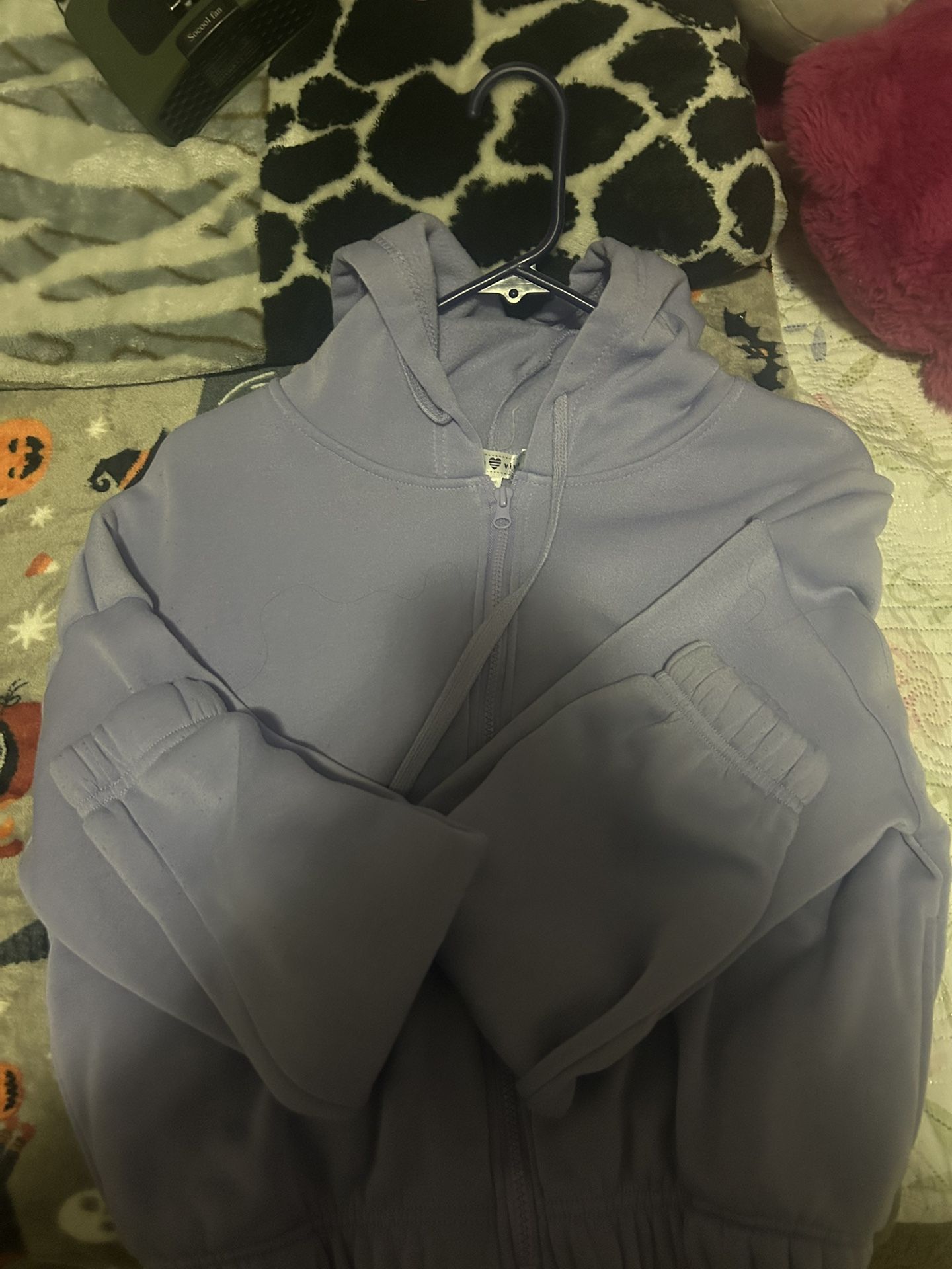 Large Lavender Cropped  Zip Up