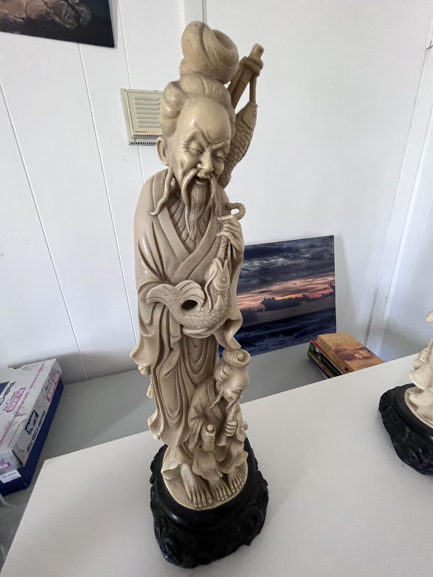 Ancient Healing Fishing Monk Statue