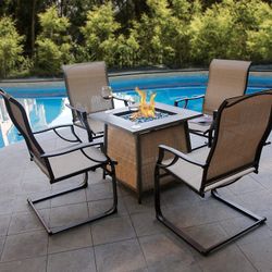 5 pc Gas Fire Pit Seating Set Warehouse Liquidation Sale