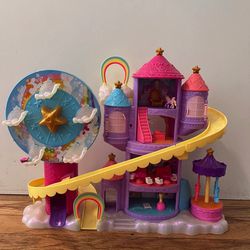 Polly Pocket Dolls & Playset, Rainbow Funland Theme Park with 2 Unicorns
