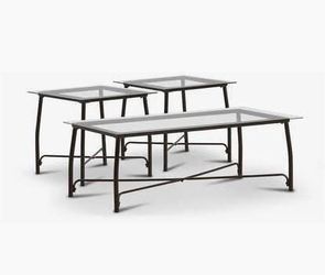 My City Furniture 3-Piece Glass Top Coffee and End Table Set
