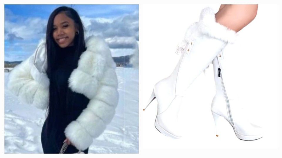 Ready For Pickup New Combo Set New White Faux Fur (Size Small) + White Boots