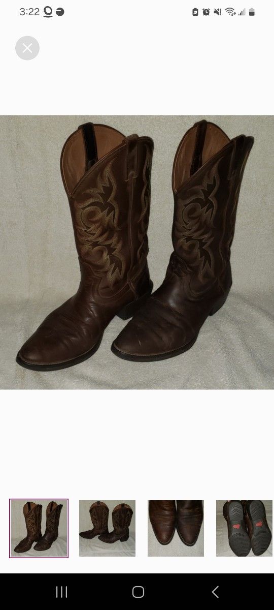 Justin Size 10D Men's Round Toe Cowboy Boots