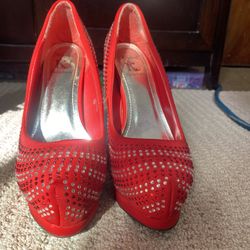 Red Beaded high heels 