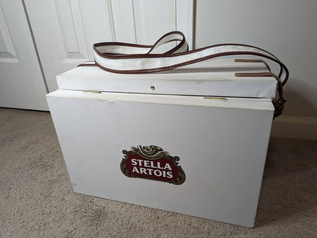 Vintage Stella Artois Picnic Basket / Table Collector's Set