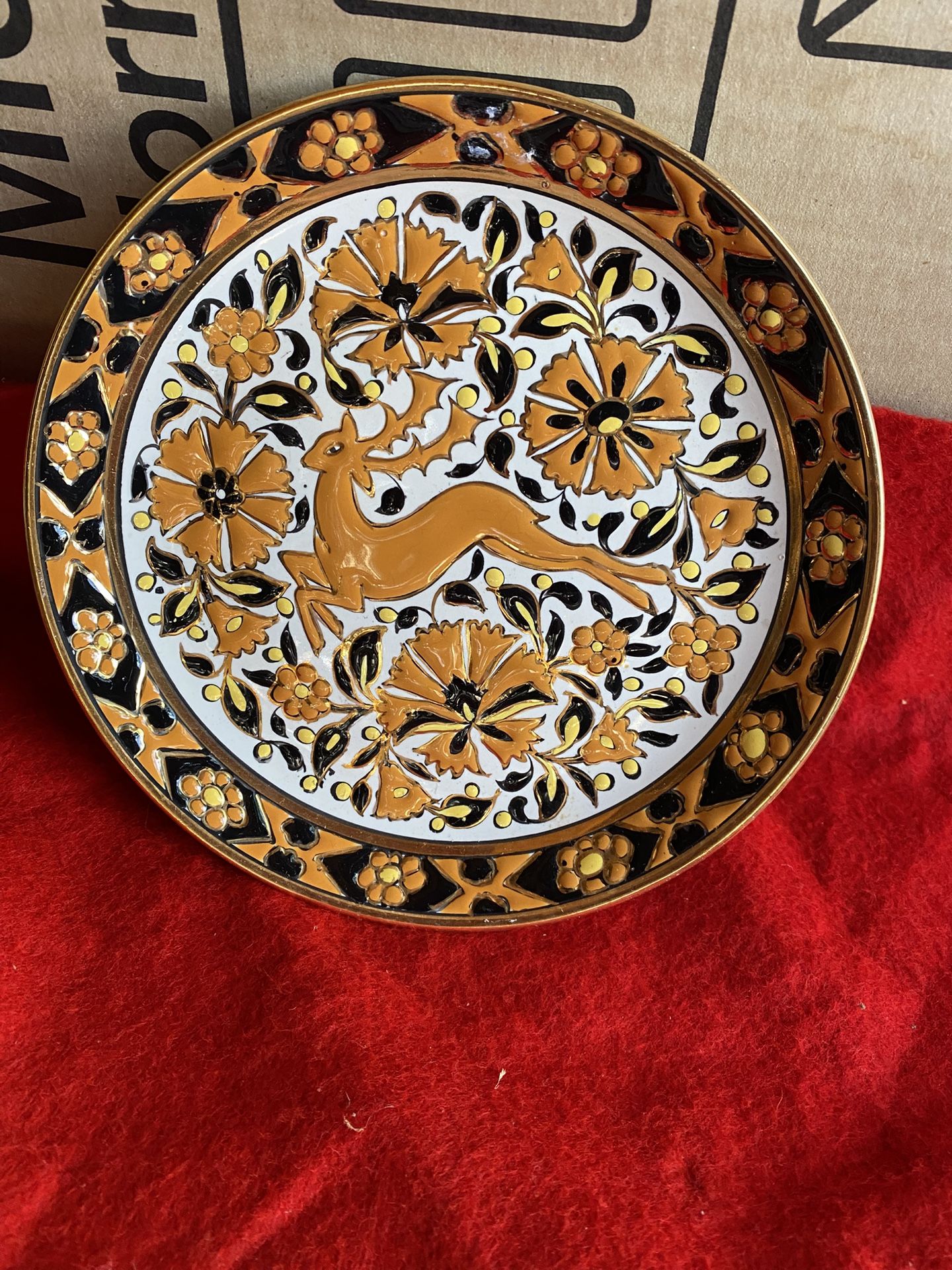7 Inch 24k Gold Handmade Greek Ceramic Plate Imported From Greece