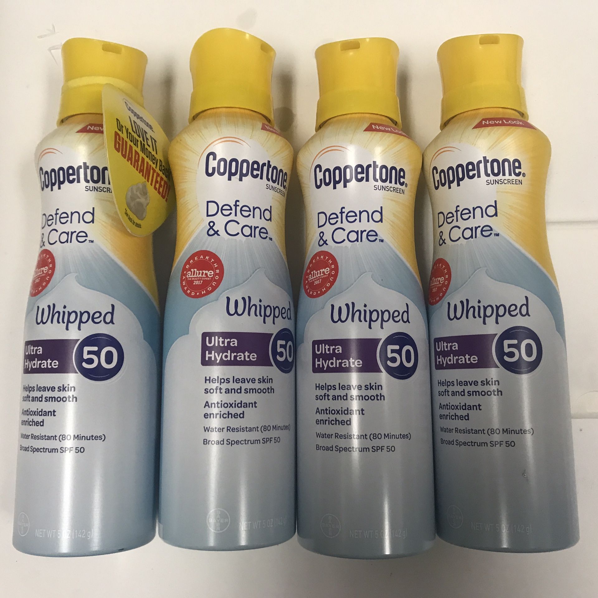4 x Coppertone Clearly Sheer Whipped Sunscreen Lotion - SPF 50 - 5oz