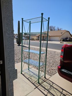 5 tier glass and metal shelf
