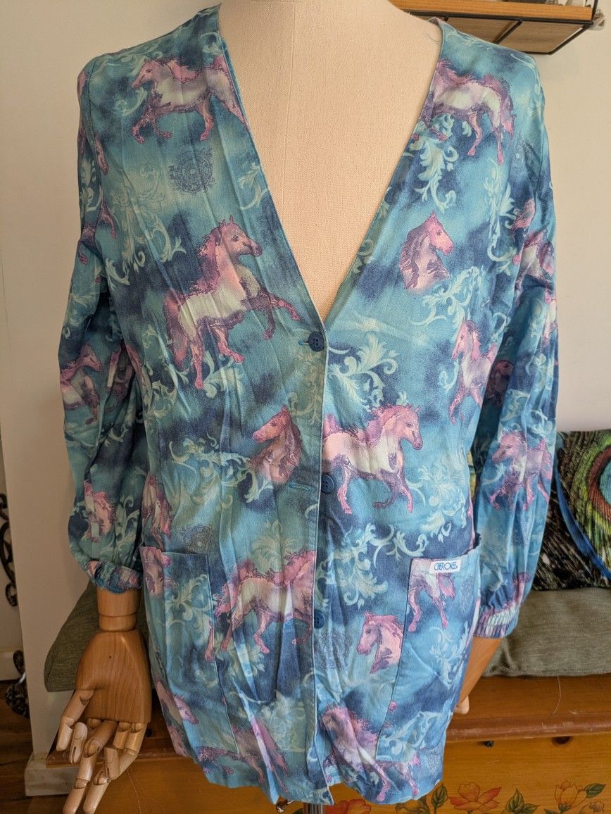 Vtg Women's Cherokee Scrub Jacket Size Small