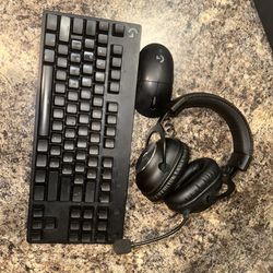 Logitech Keyboard, Mouse And Wireless Headphones