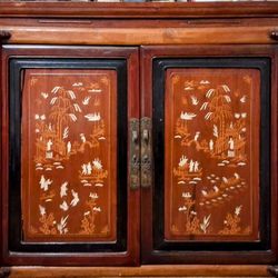 Antique Ivory Inlaid Chinese Cabinet