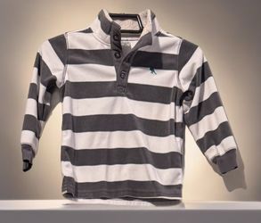Carters (Y) Toddler Pull Over Sweater Shirt Quarter Button 3T Grey Stripe EUC