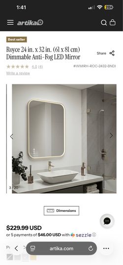 Royce 24 in. x 32 in. (61 x 81 cm) Dimmable Anti-Fog LED Mirror