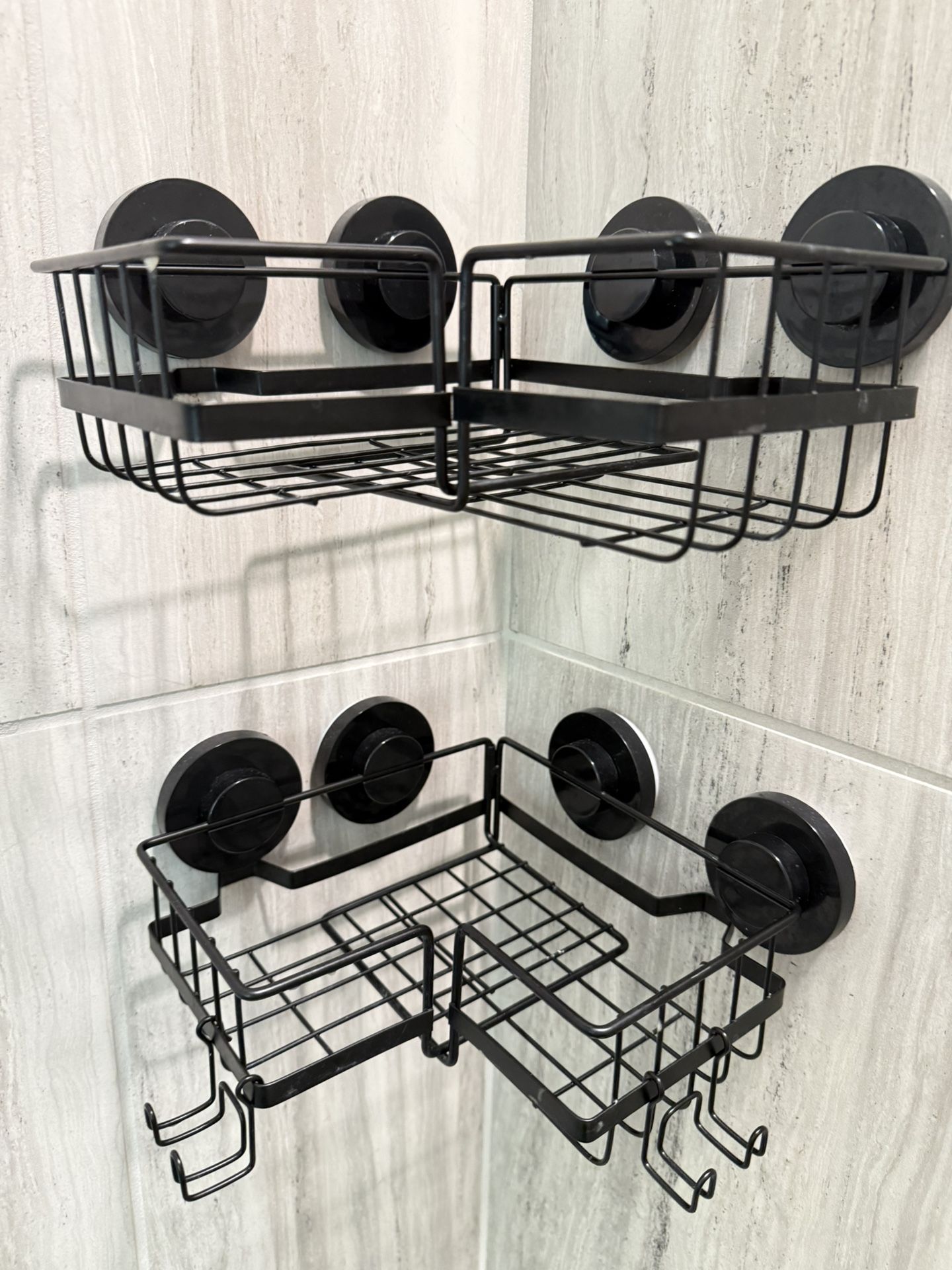 Shower Corner Shelves — Suction Mount, Set of 2
