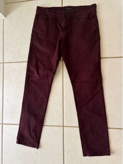 Fried Denim Mens 32x32 Slim Fit Jeans Dark Red Burgundy