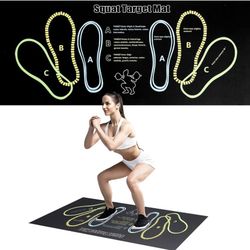 Squat Mat with Foot Position,Large Squat Target Pad 30'' X 13.8'',4mm Thickness Squat Mat Foot Positioning, Exercise Mat for Squats, Leg and Abdominal