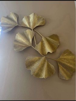 Gold Metal Ginkgo Leaf Wall Art