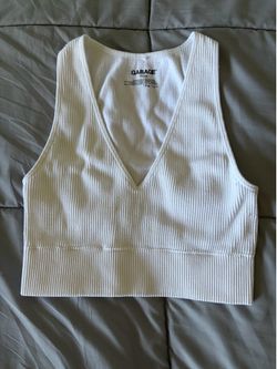 GARAGE V-Neck Ribbed & Cropped Tank Top XS
