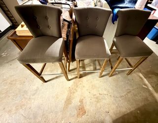 Gray Upholstered Counter-Height Bar Stool