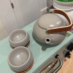 ZENS Ceramic Teapot with Infuser, Bentwood Handle Japanese Loose Leaf Tea Pot, 27 Ounces Matte Grey 2 Cup Teapot for Afternoon Tea Women Gift