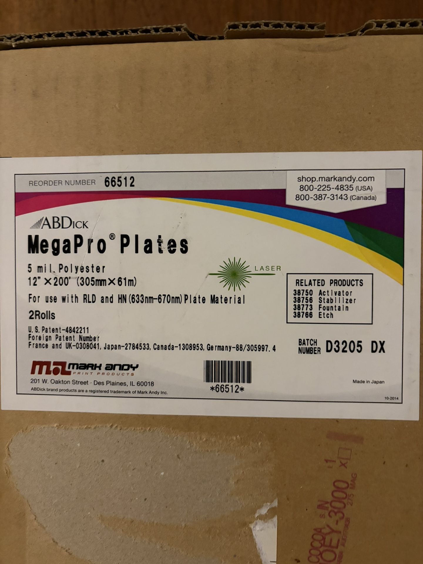 ABDick MegaPro Plate Rolls 5 mil. Polyester - 2xRolls of 12”x200’