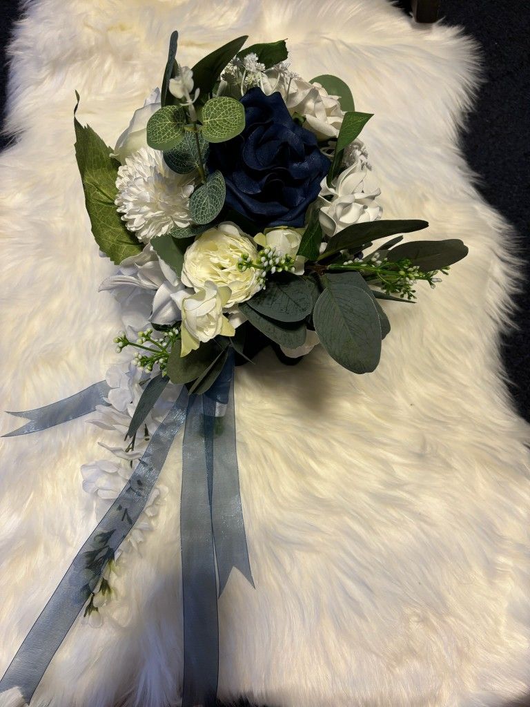 New Bride or Quinccenita Bouquet, Navy and White, See Photos