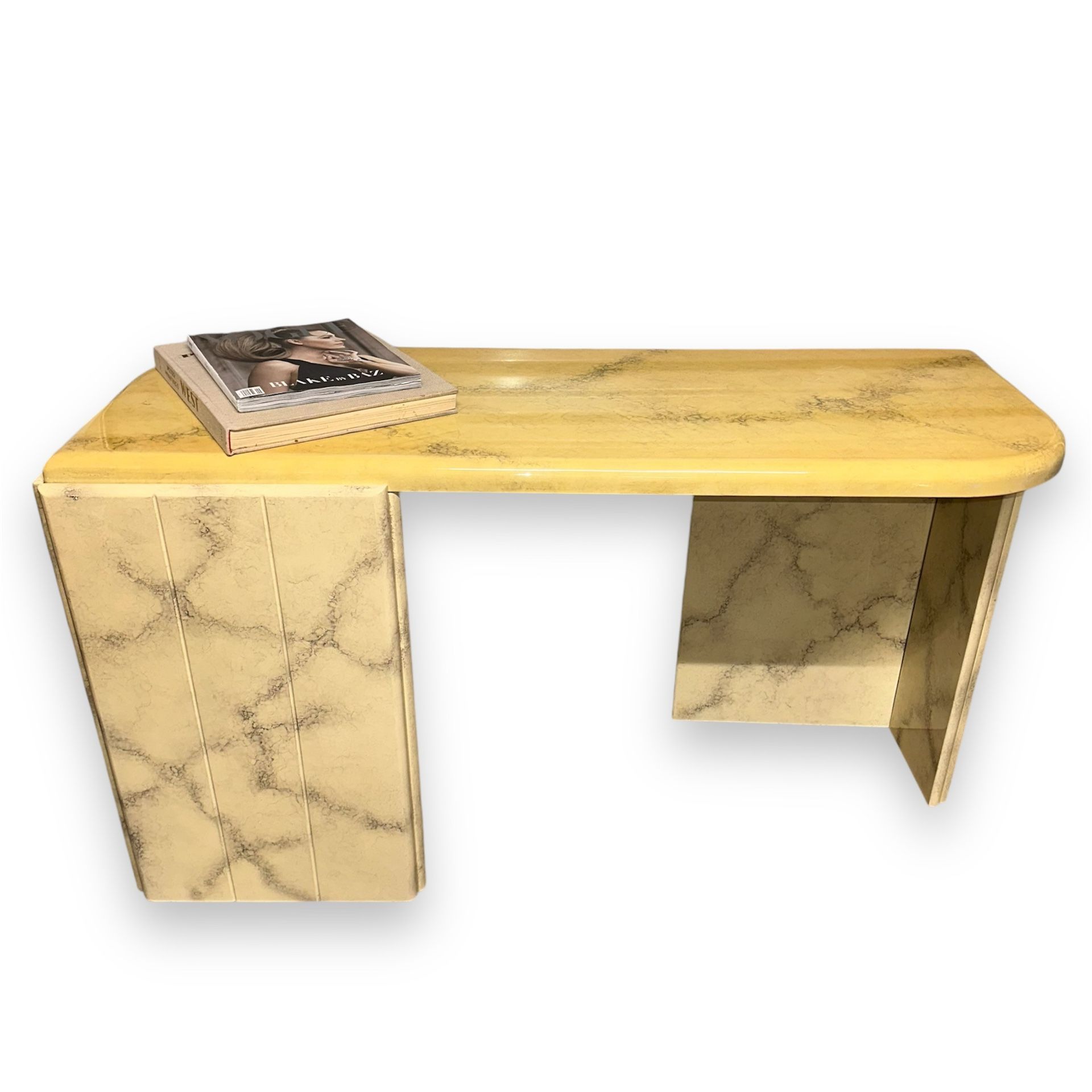 Vintage Cream Curved Tubular Lacquer Console Table