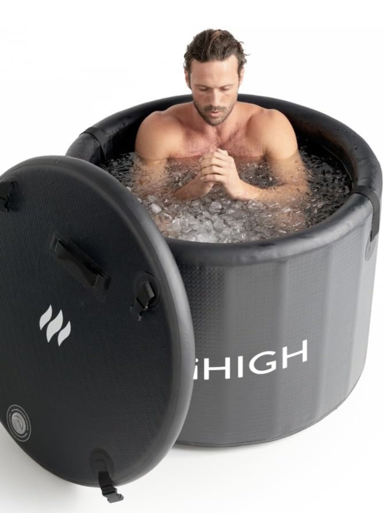 Cold Plunge Tub for Athletes – Freestanding Ice Bath for Recovery, Portable Insulated Double-Walled PVC Ice Barrel with Lid, 92 Gallons, Inflatable Pl