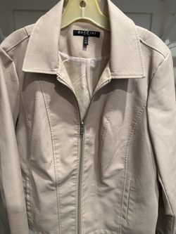  Baccini faux Leather Cream Jacket  Large Women’s  