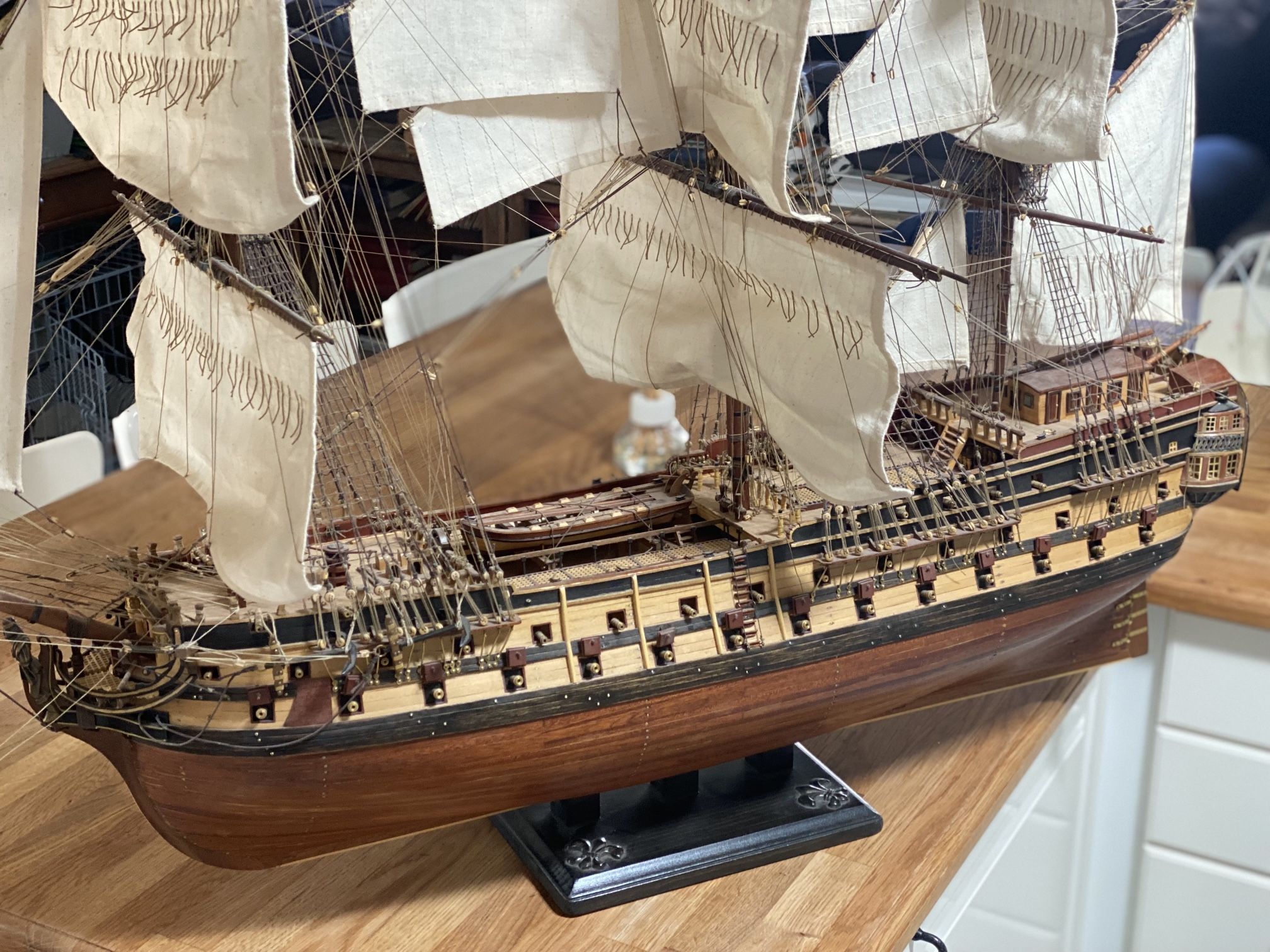 Stunning completed model Spanish warship Montañés 1:70 scale galleon boat Spain Navy naval British war ship