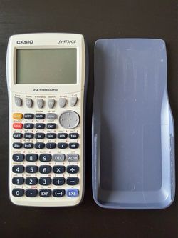 Casio fx-9750GII Graphing Calculator White / Blue w/ Cover - Tested - Works